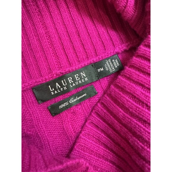 Ralph Lauren  100% Cashmere Crossover V-Neck SWEATER FUCHSIA  SIZE M -PETITE - Picture 7 of 8